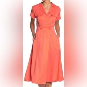 Equipment Bright Orange Midi Dress